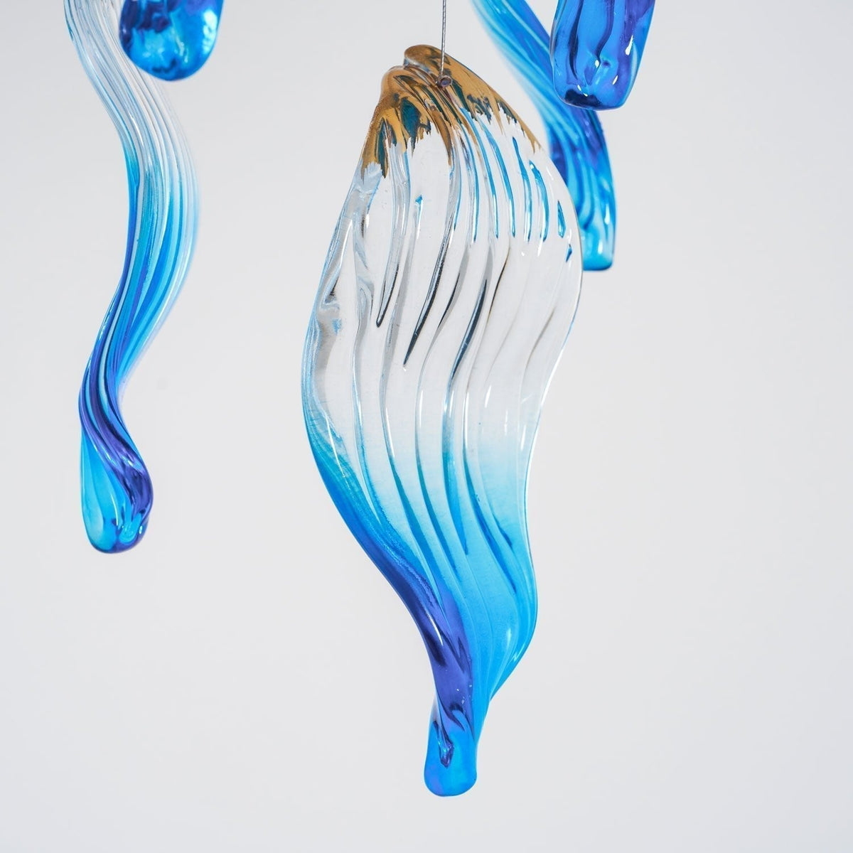 Galaxy Ocean Drift Blown Glass Crystal Spiral Chandelier - Zelno Lighting