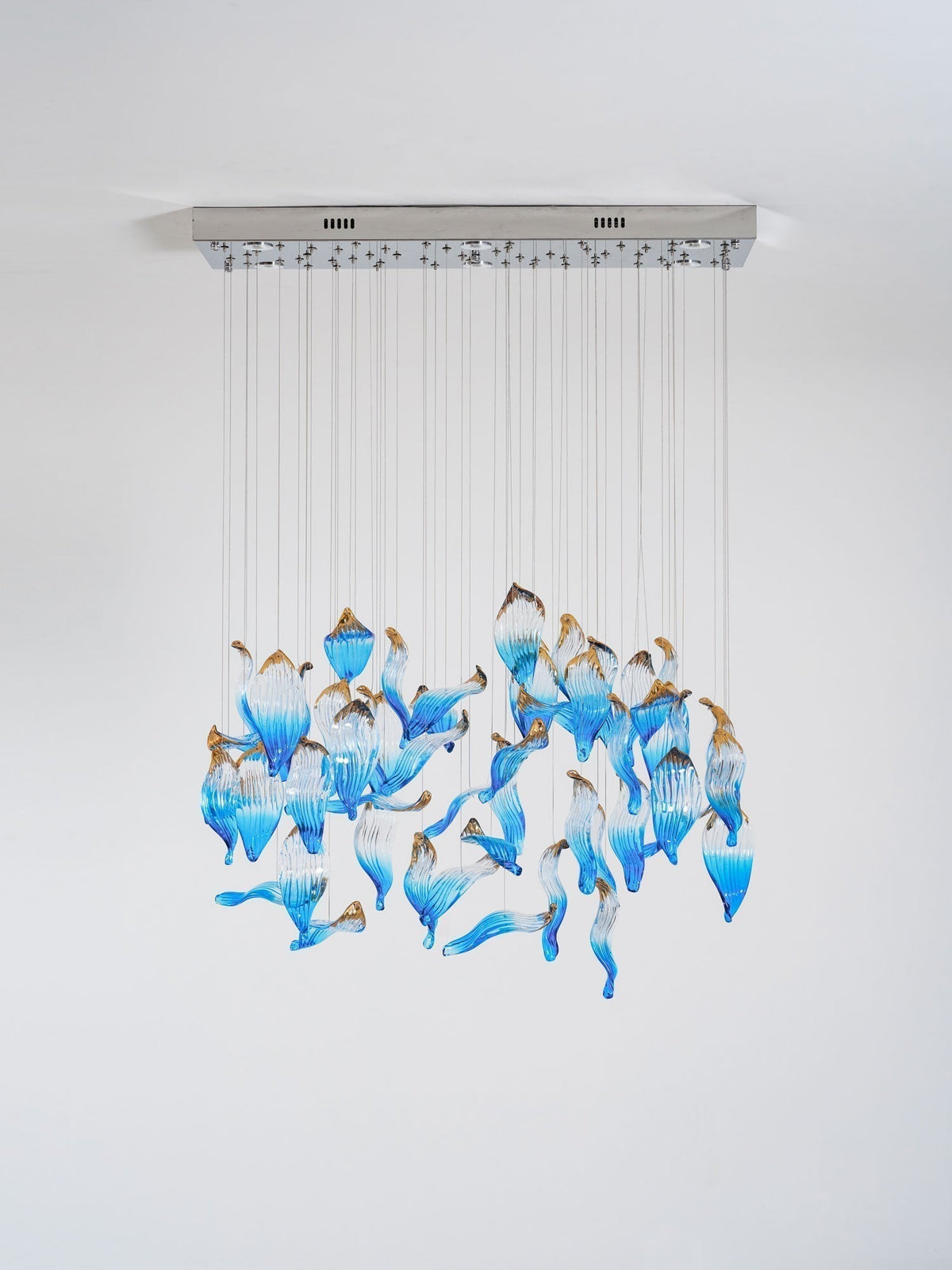 Galaxy Ocean Drift Blown Glass Crystal Spiral Chandelier - Zelno Lighting