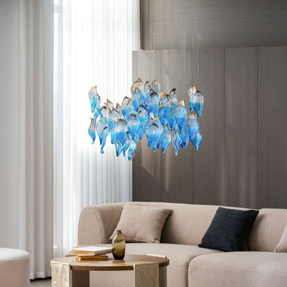 Galaxy Ocean Drift Blown Glass Crystal Spiral Chandelier - Zelno Lighting
