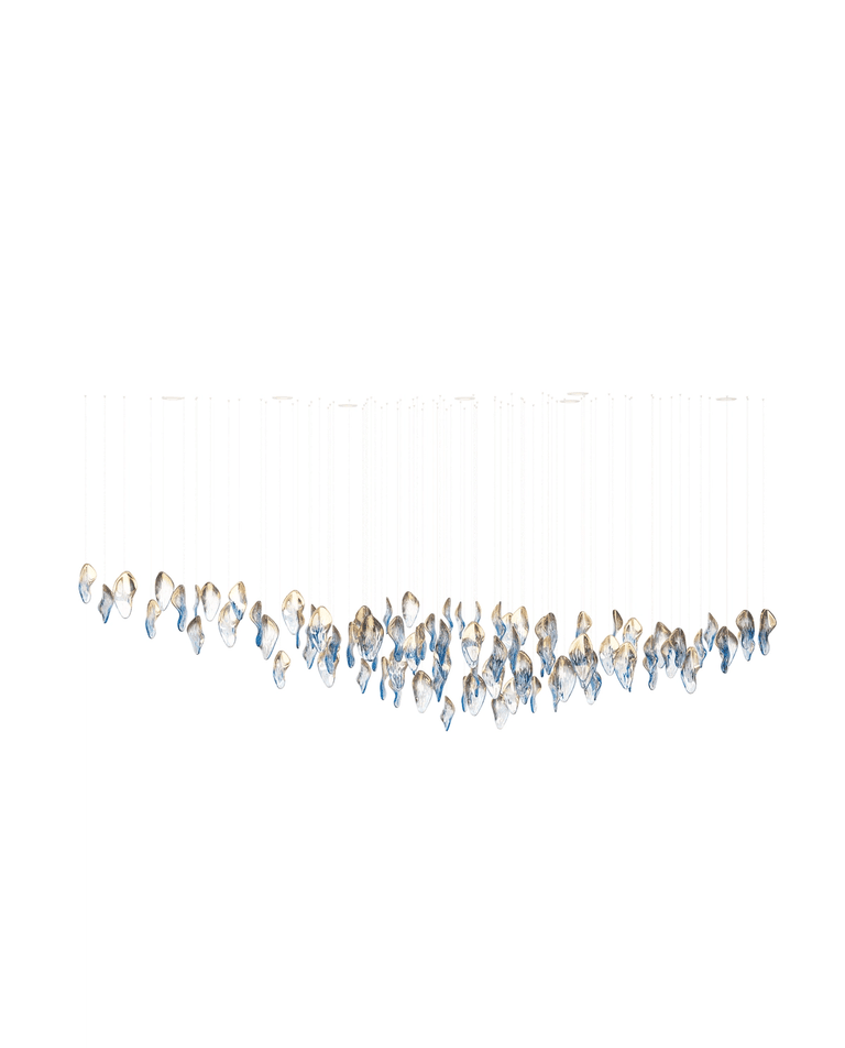Galaxy Ocean Drift Blown Glass Crystal Spiral Chandelier - Zelno Lighting