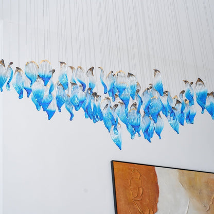 Galaxy Ocean Drift Blown Glass Crystal Spiral Chandelier - Zelno Lighting