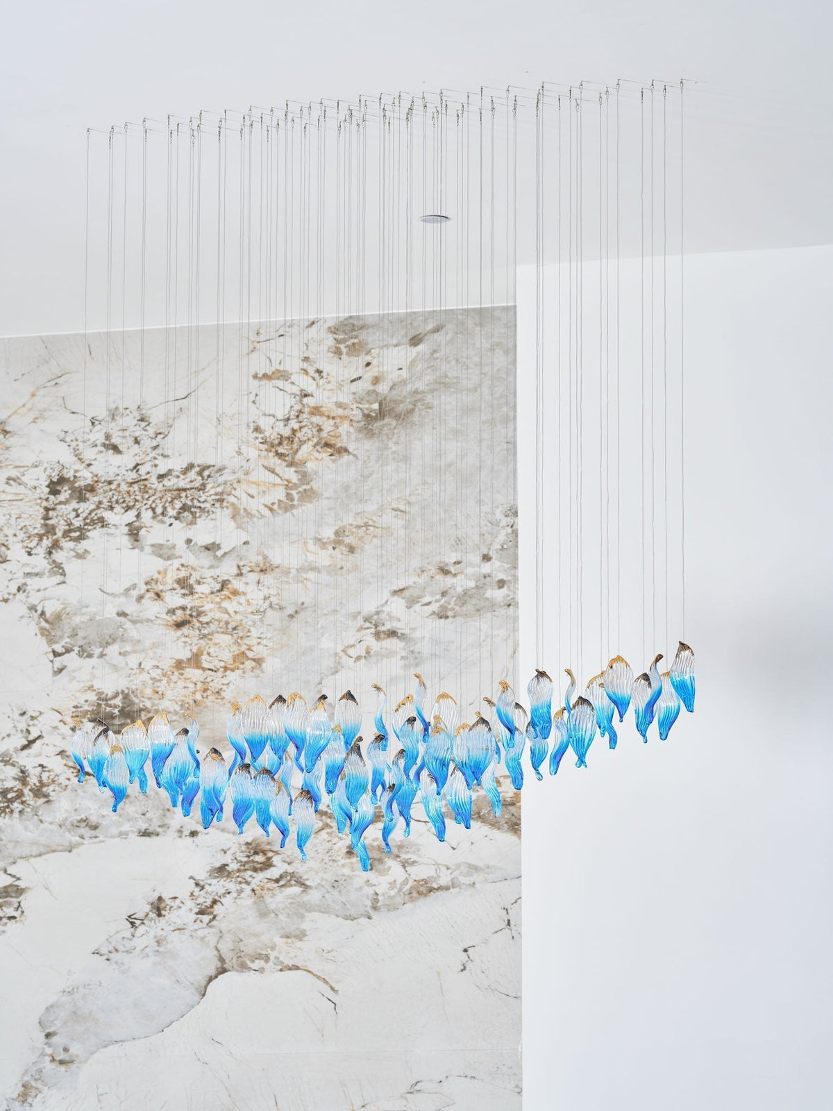 Galaxy Ocean Drift Blown Glass Crystal Spiral Chandelier - Zelno Lighting