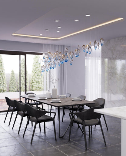 Galaxy Ocean Drift Blown Glass Crystal Spiral Chandelier - Zelno Lighting