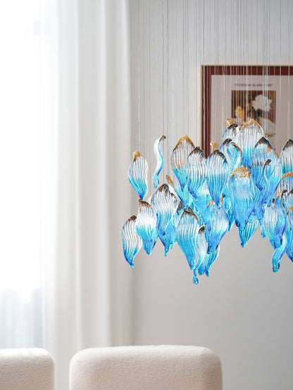 Galaxy Ocean Drift Blown Glass Crystal Spiral Chandelier - Zelno Lighting