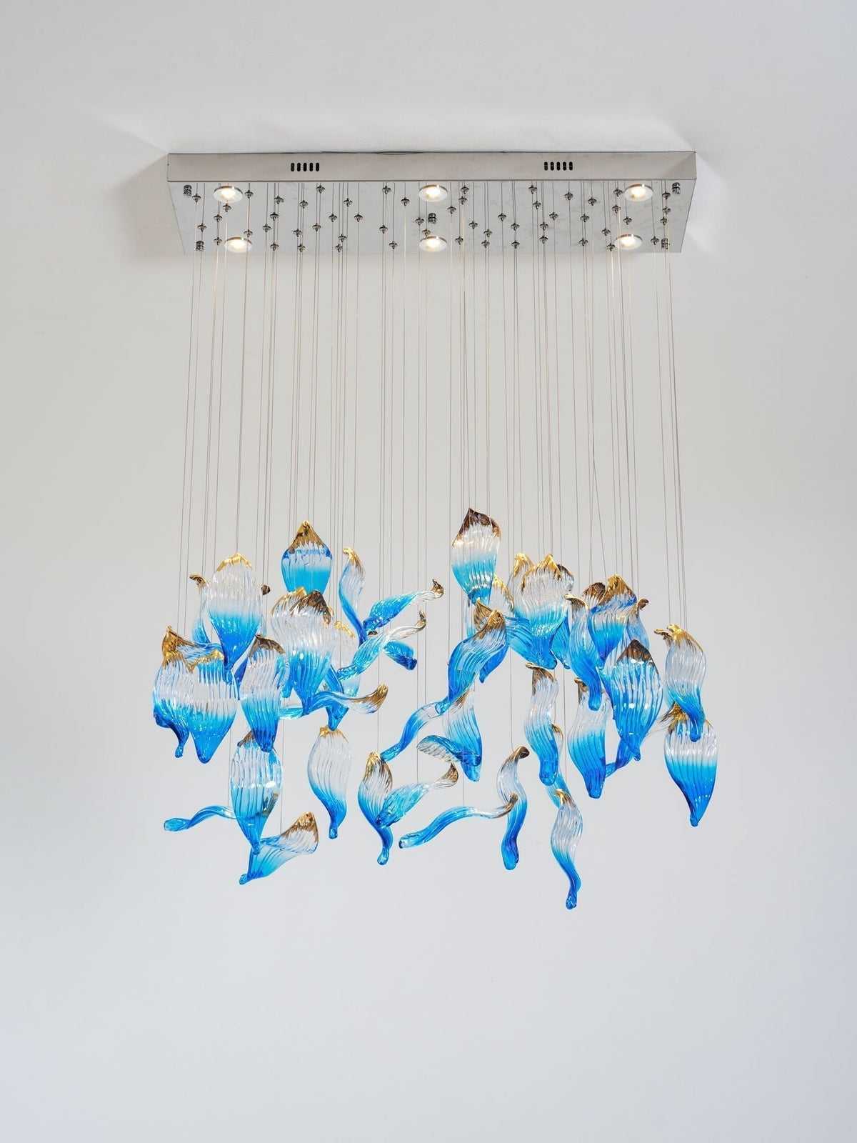 Galaxy Ocean Drift Blown Glass Crystal Spiral Chandelier - Zelno Lighting