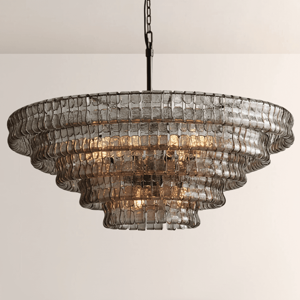 Ghiaccia Glass Round Chandelier - Zelno Lighting