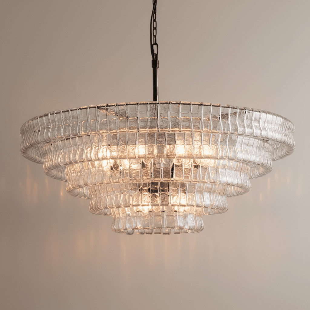Ghiaccia Glass Round Chandelier - Zelno Lighting