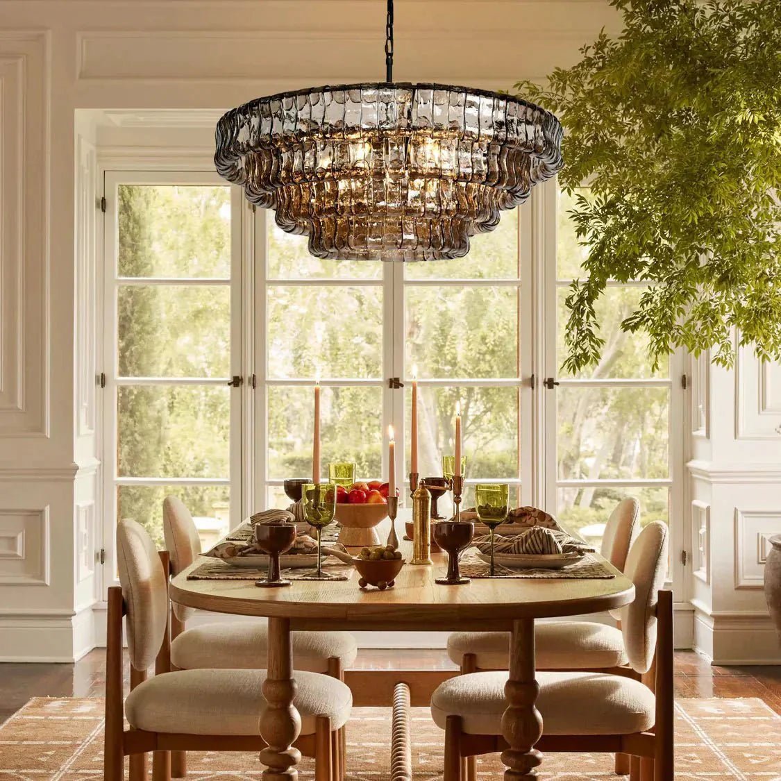 Ghiaccia Glass Round Chandelier - Zelno Lighting