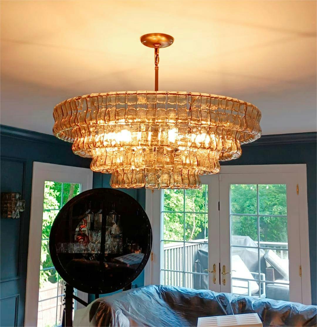 Ghiaccia Glass Round Chandelier - Zelno Lighting