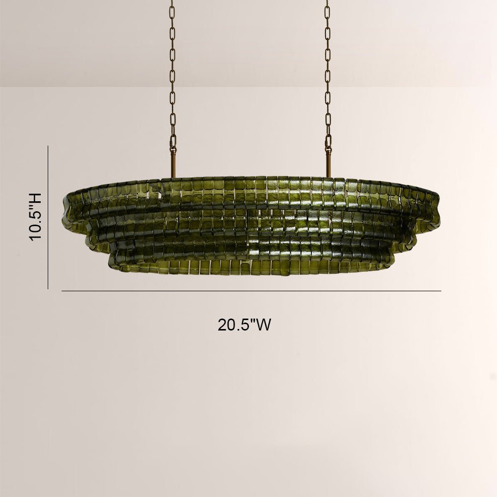 Ghiaccia Textured Glass Linear Chandelier - Zelno Lighting