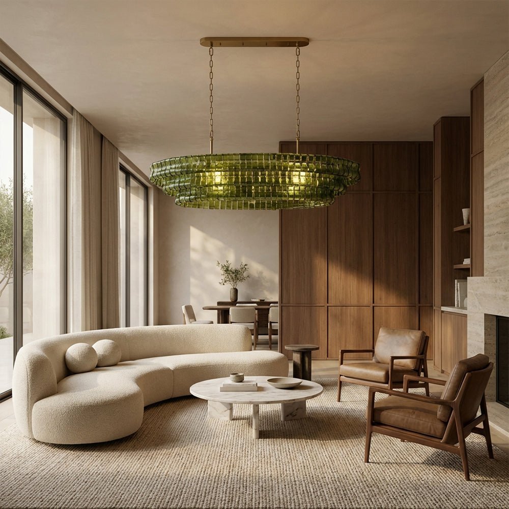 Ghiaccia Textured Glass Linear Chandelier - Zelno Lighting