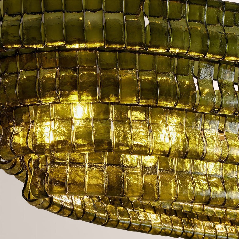 Ghiaccia Textured Glass Linear Chandelier - Zelno Lighting