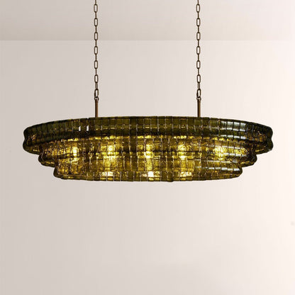 Ghiaccia Textured Glass Linear Chandelier - Zelno Lighting