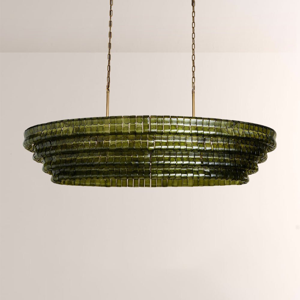 Ghiaccia Textured Glass Linear Chandelier - Zelno Lighting