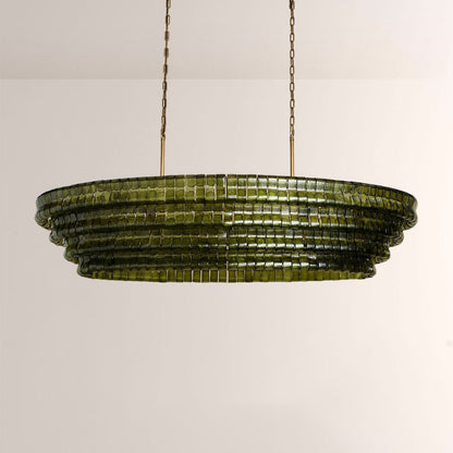Ghiaccia Textured Glass Linear Chandelier - Zelno Lighting