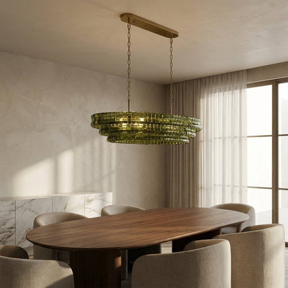 Ghiaccia Textured Glass Linear Chandelier - Zelno Lighting