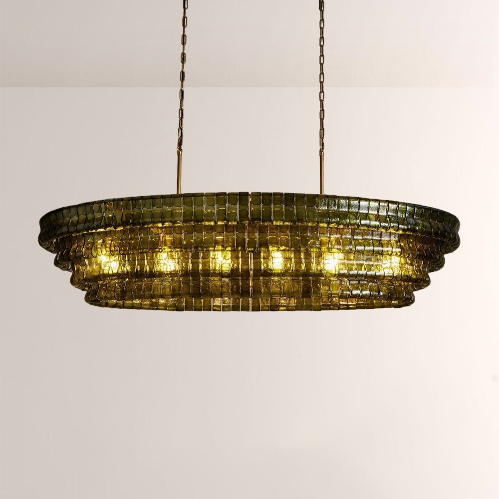 Ghiaccia Textured Glass Linear Chandelier - Zelno Lighting