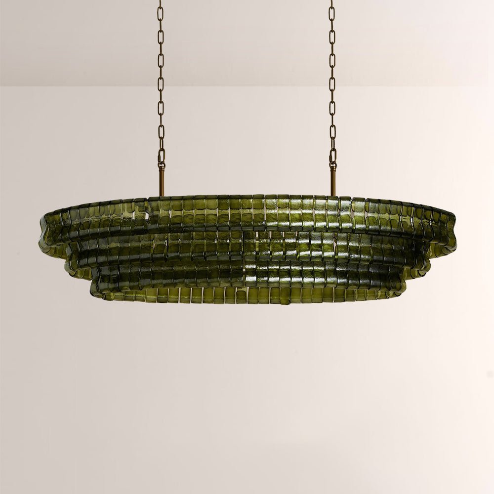 Ghiaccia Textured Glass Linear Chandelier - Zelno Lighting