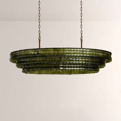 Ghiaccia Textured Glass Linear Chandelier - Zelno Lighting