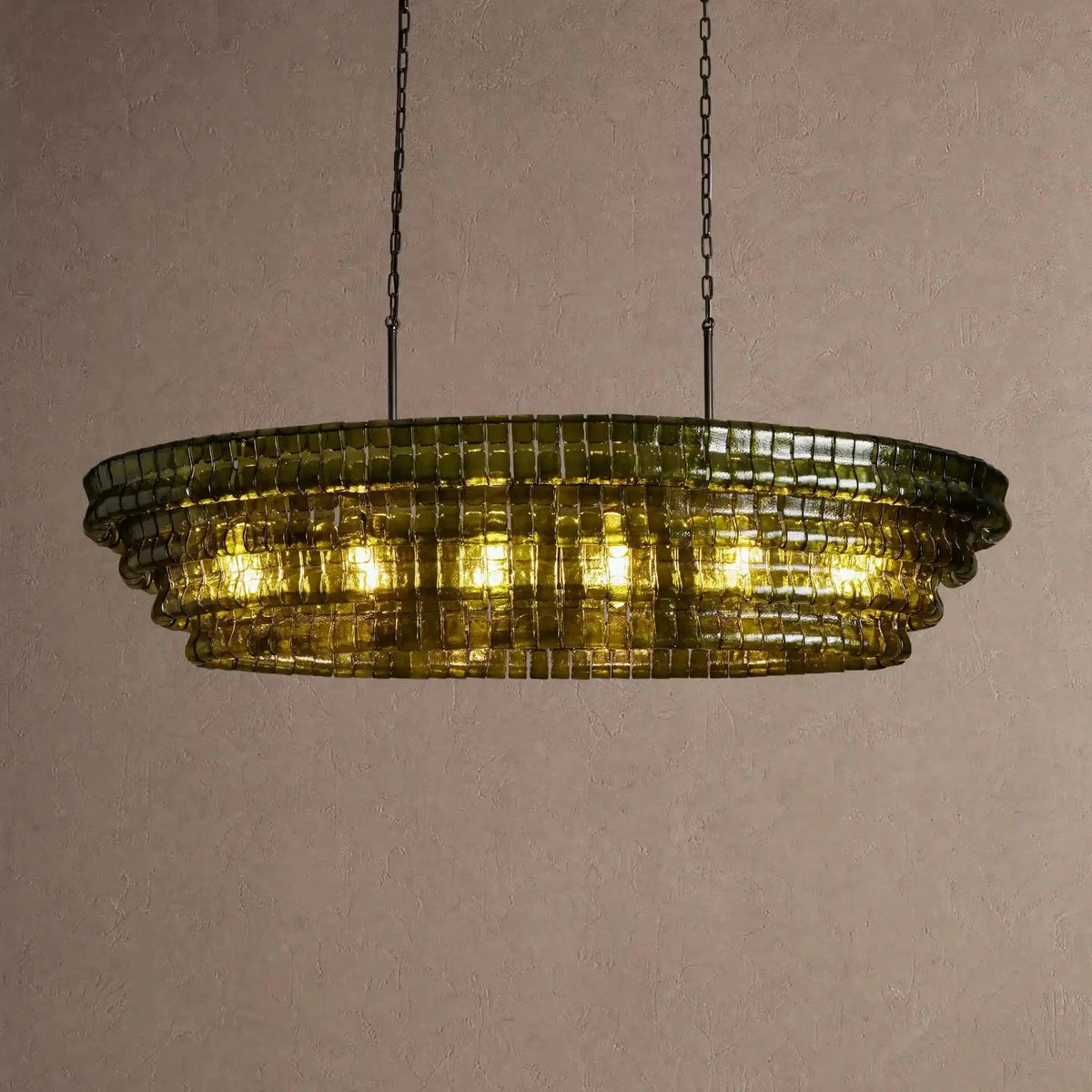 Ghiaccio Glass Oval Chandelier 54''65'' - Zelno Lighting