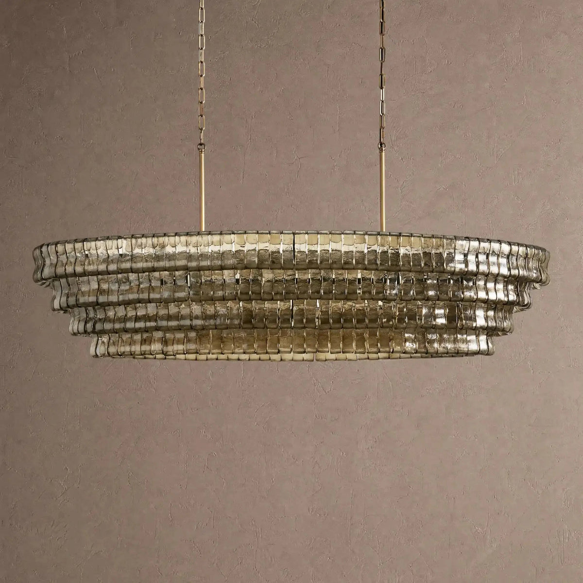Ghiaccio Glass Oval Chandelier 54''65'' - Zelno Lighting