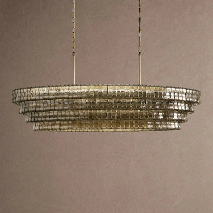 Ghiaccio Glass Oval Chandelier 54''65'' - Zelno Lighting