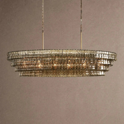 Ghiaccio Glass Oval Chandelier 54''65'' - Zelno Lighting