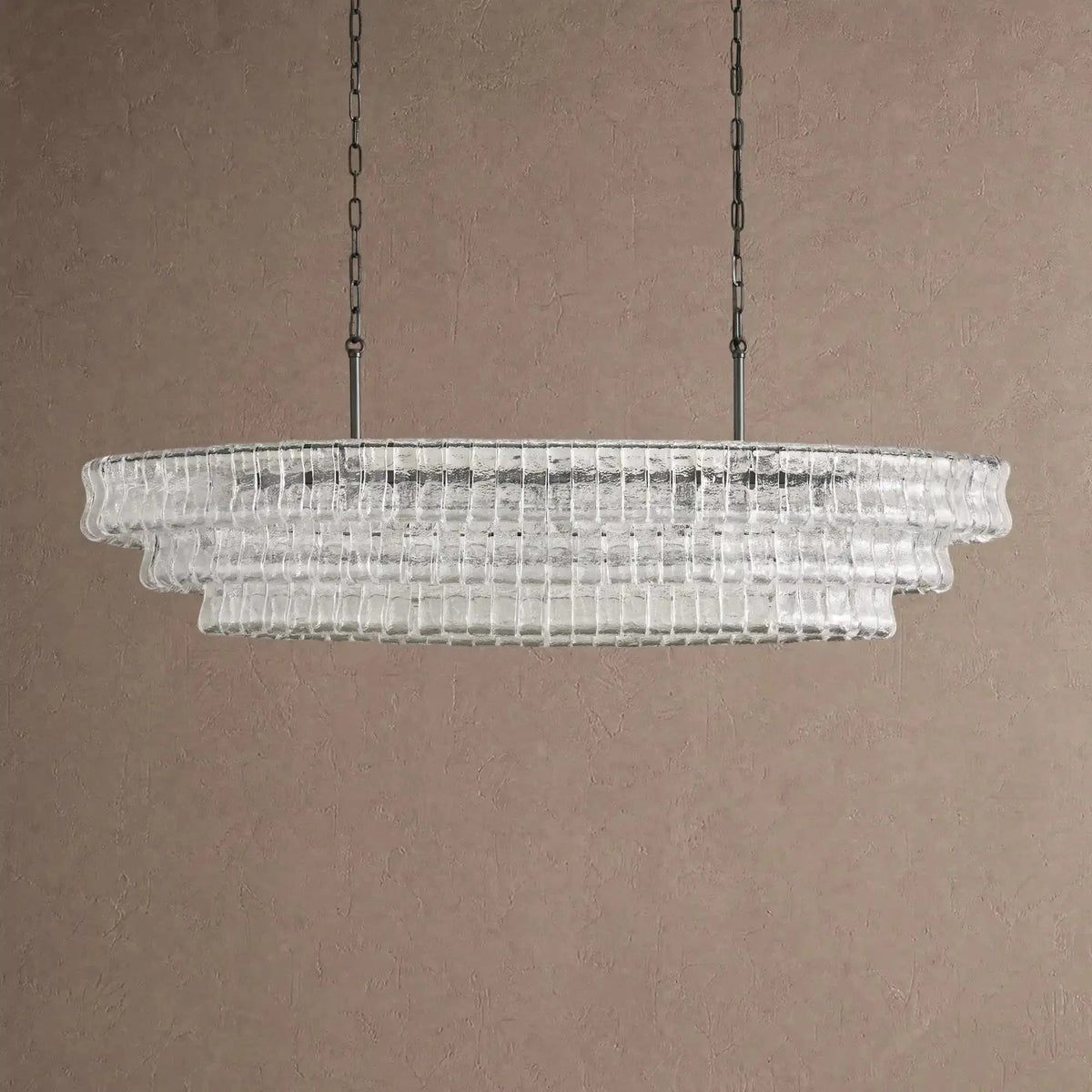 Ghiaccio Glass Oval Chandelier 54''65'' - Zelno Lighting