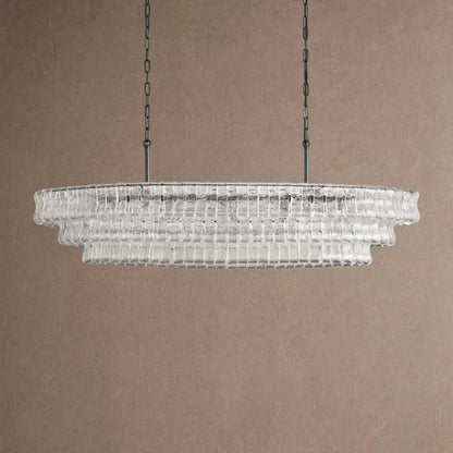 Ghiaccio Glass Oval Chandelier 54''65'' - Zelno Lighting