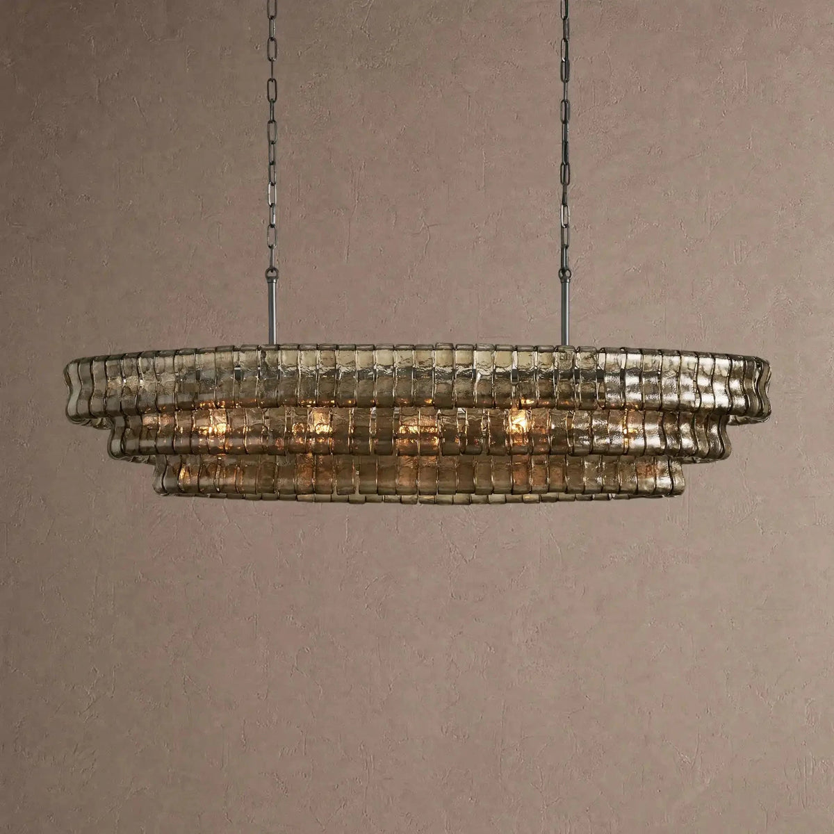 Ghiaccio Glass Oval Chandelier 54''65'' - Zelno Lighting