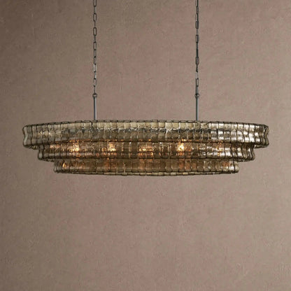 Ghiaccio Glass Oval Chandelier 54''65'' - Zelno Lighting