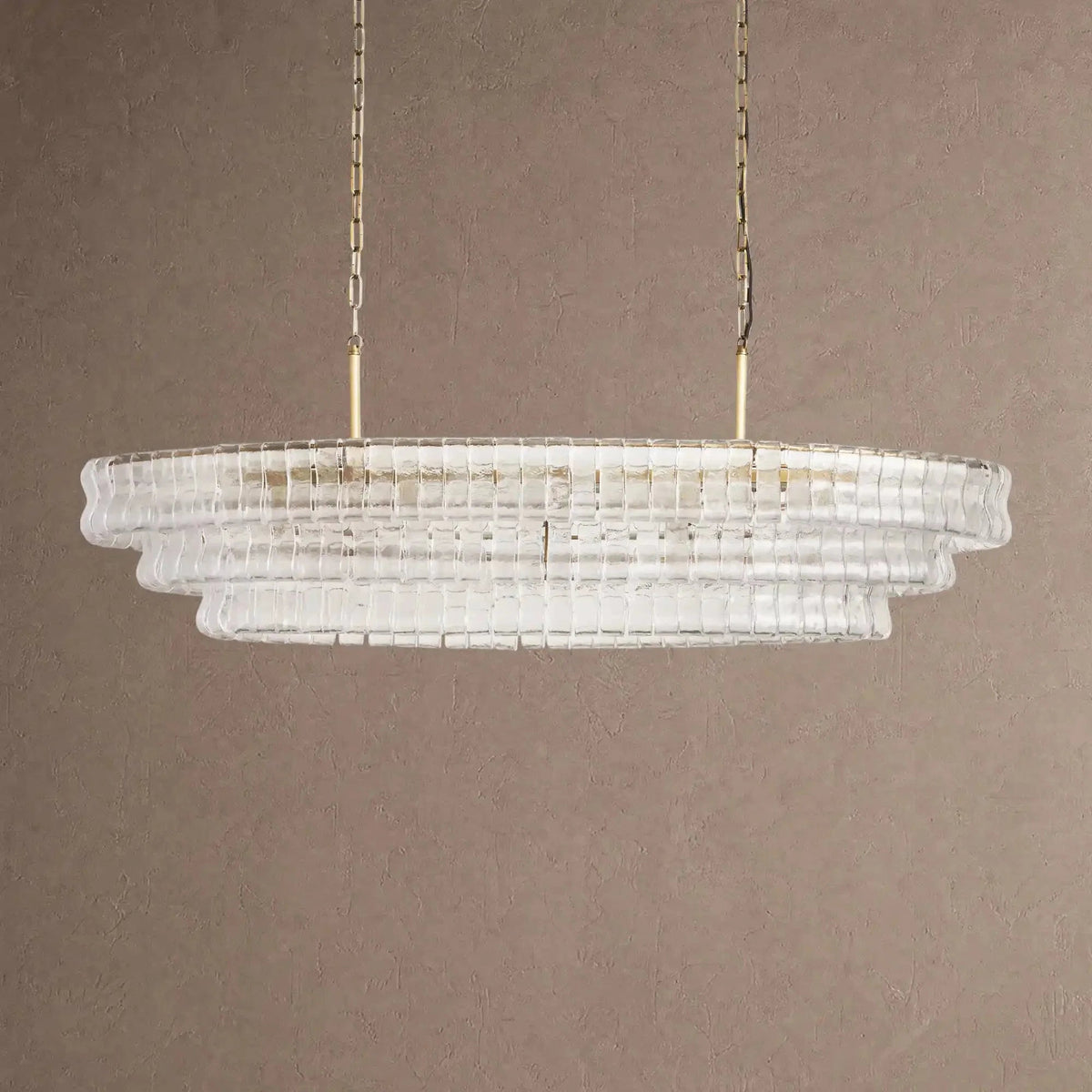 Ghiaccio Glass Oval Chandelier 54''65'' - Zelno Lighting