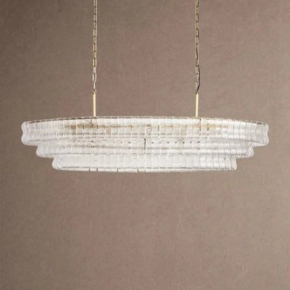 Ghiaccio Glass Oval Chandelier 54''65'' - Zelno Lighting
