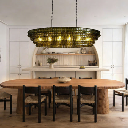 Ghiaccio Glass Oval Chandelier 54''65'' - Zelno Lighting