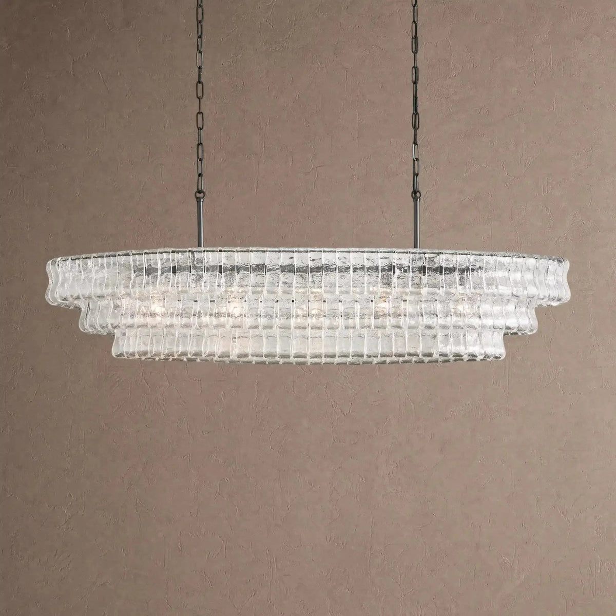 Ghiaccio Glass Oval Chandelier 54''65'' - Zelno Lighting