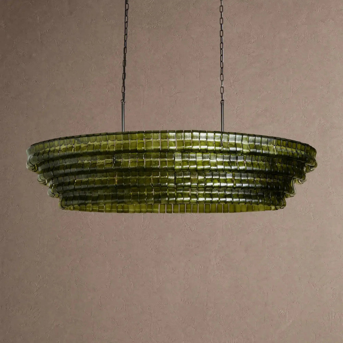 Ghiaccio Glass Oval Chandelier 54''65'' - Zelno Lighting