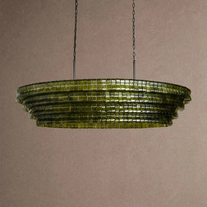 Ghiaccio Glass Oval Chandelier 54''65'' - Zelno Lighting