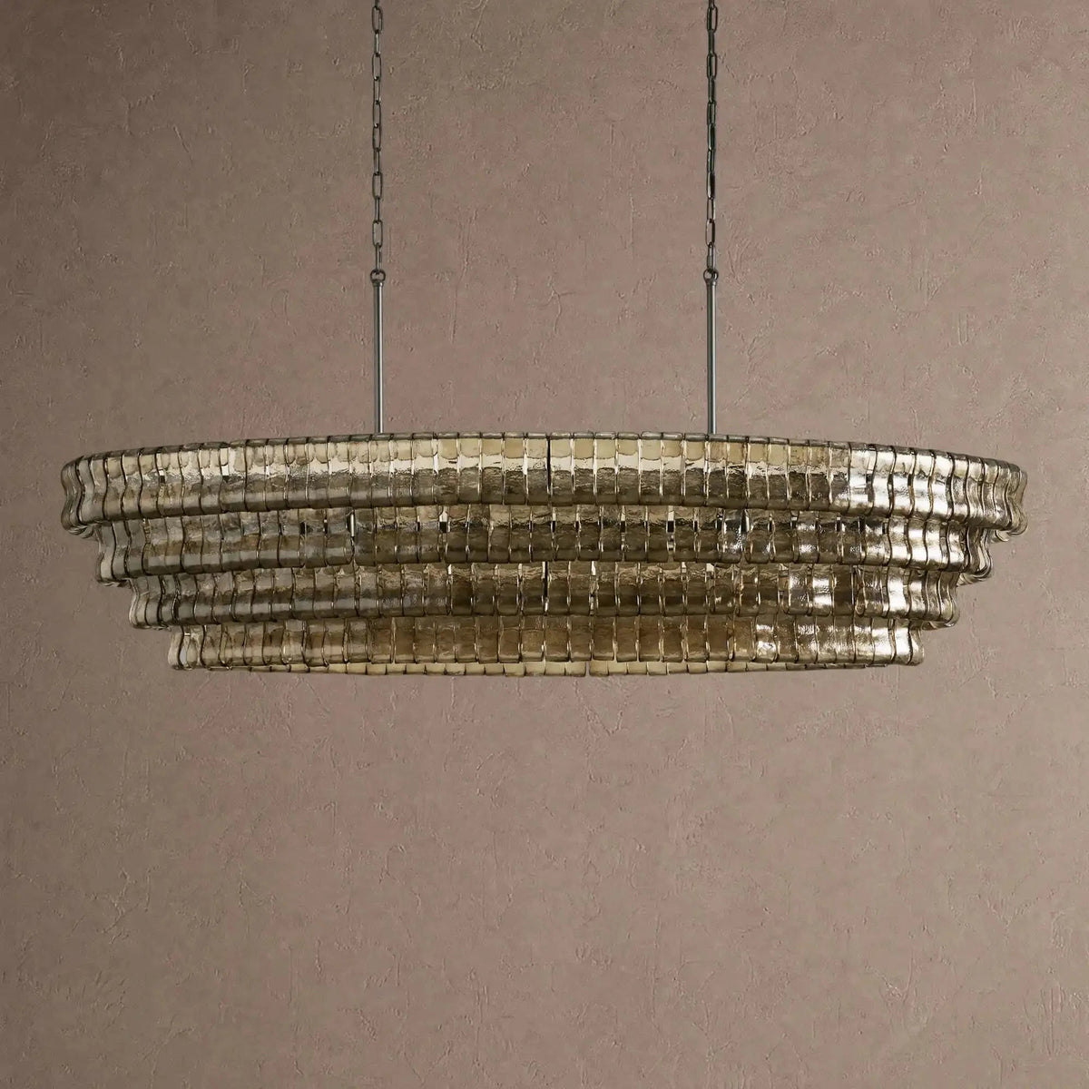 Ghiaccio Glass Oval Chandelier 54''65'' - Zelno Lighting