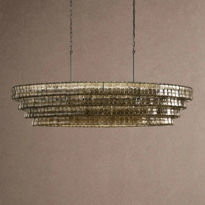 Ghiaccio Glass Oval Chandelier 54''65'' - Zelno Lighting