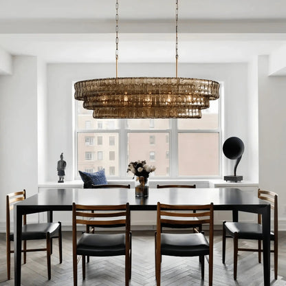 Ghiaccio Glass Oval Chandelier 54''65'' - Zelno Lighting