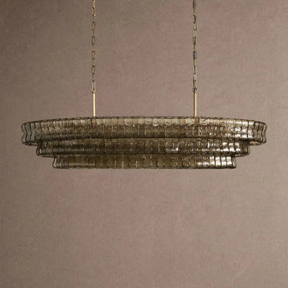 Ghiaccio Glass Oval Chandelier 54''65'' - Zelno Lighting