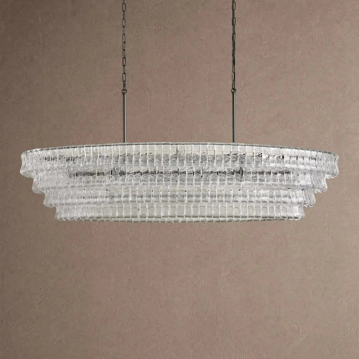 Ghiaccio Glass Oval Chandelier 54''65'' - Zelno Lighting