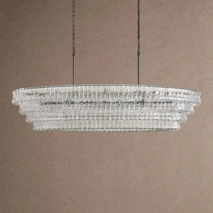 Ghiaccio Glass Oval Chandelier 54''65'' - Zelno Lighting
