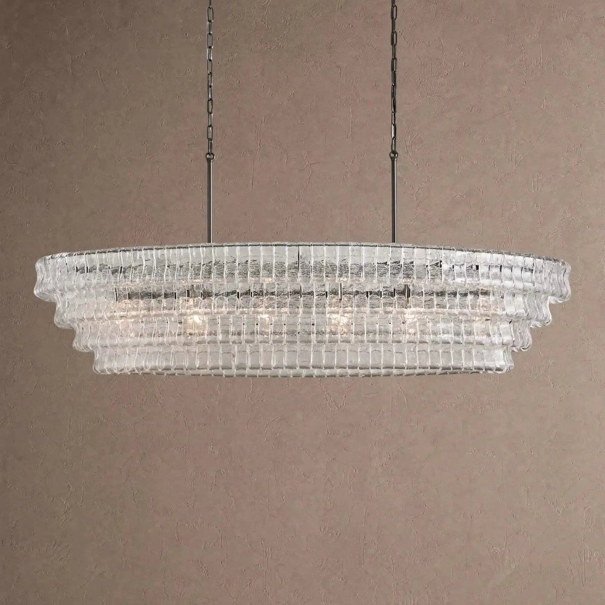 Ghiaccio Glass Oval Chandelier 54''65'' - Zelno Lighting