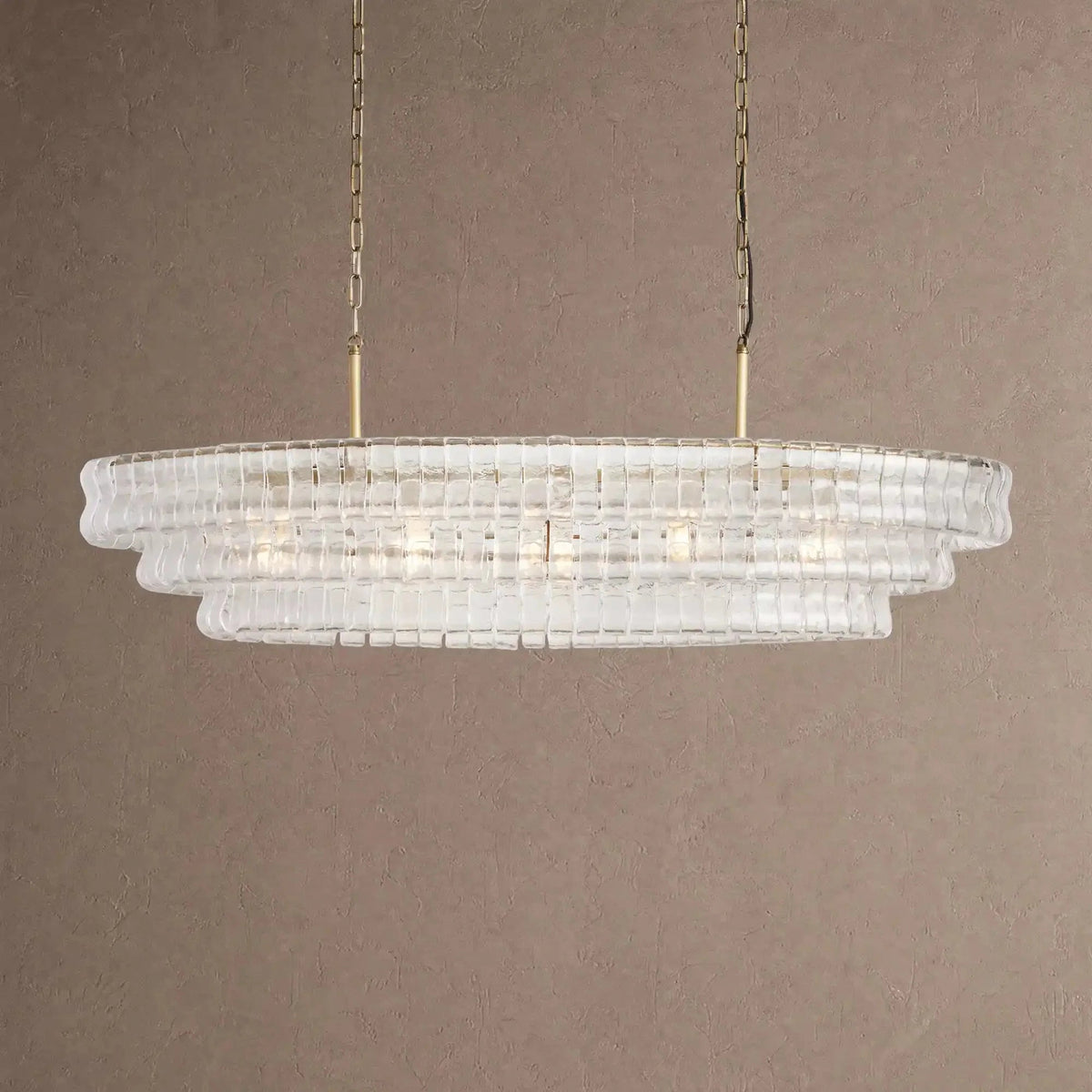 Ghiaccio Glass Oval Chandelier 54''65'' - Zelno Lighting