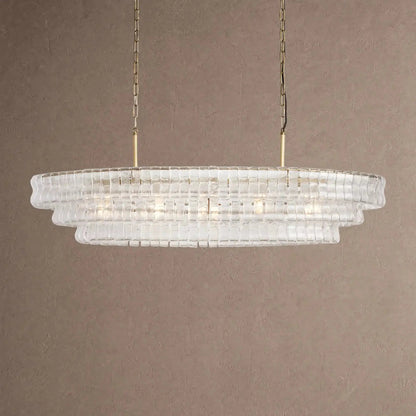 Ghiaccio Glass Oval Chandelier 54''65'' - Zelno Lighting
