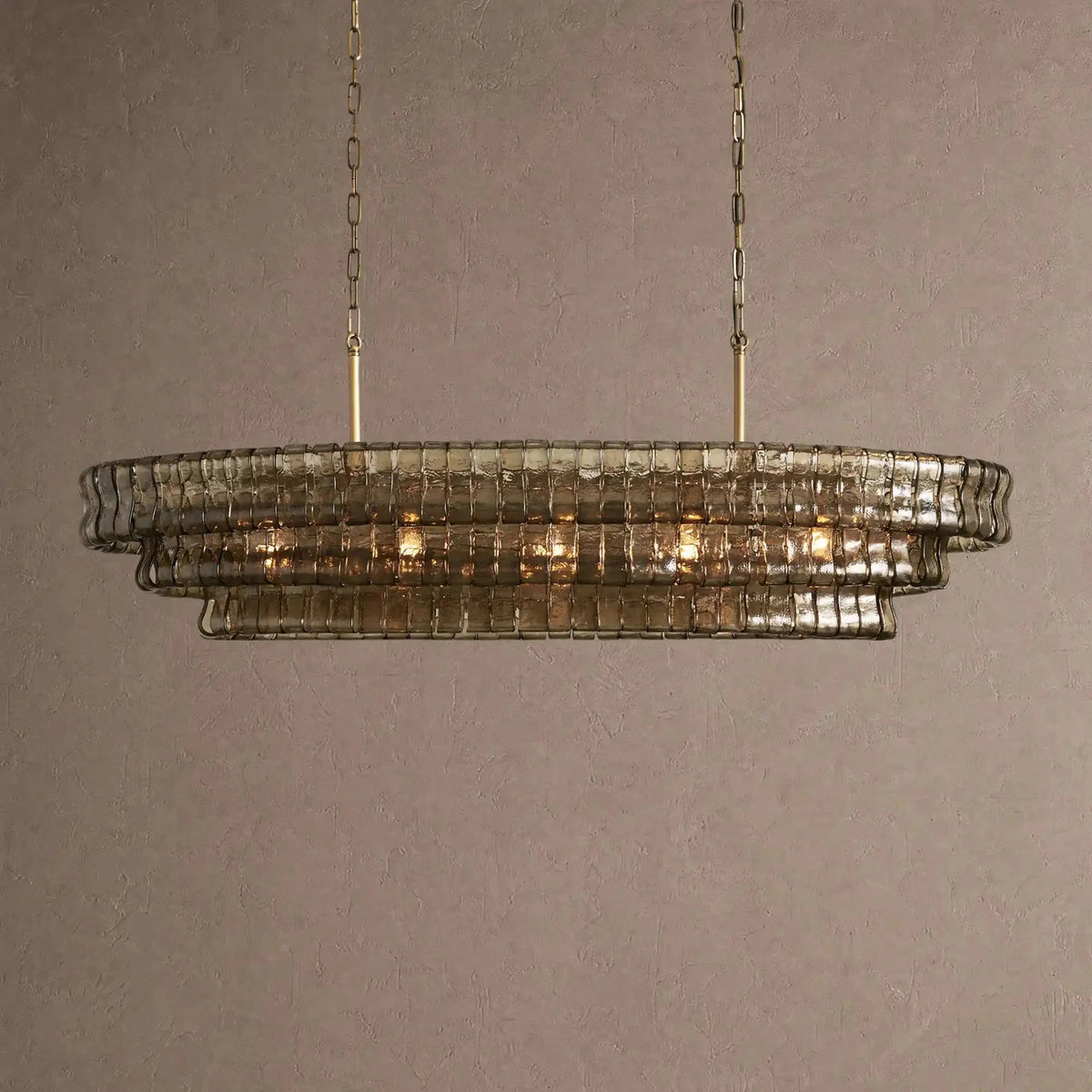 Ghiaccio Glass Oval Chandelier 54''65'' - Zelno Lighting