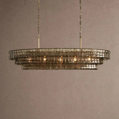Ghiaccio Glass Oval Chandelier 54''65'' - Zelno Lighting