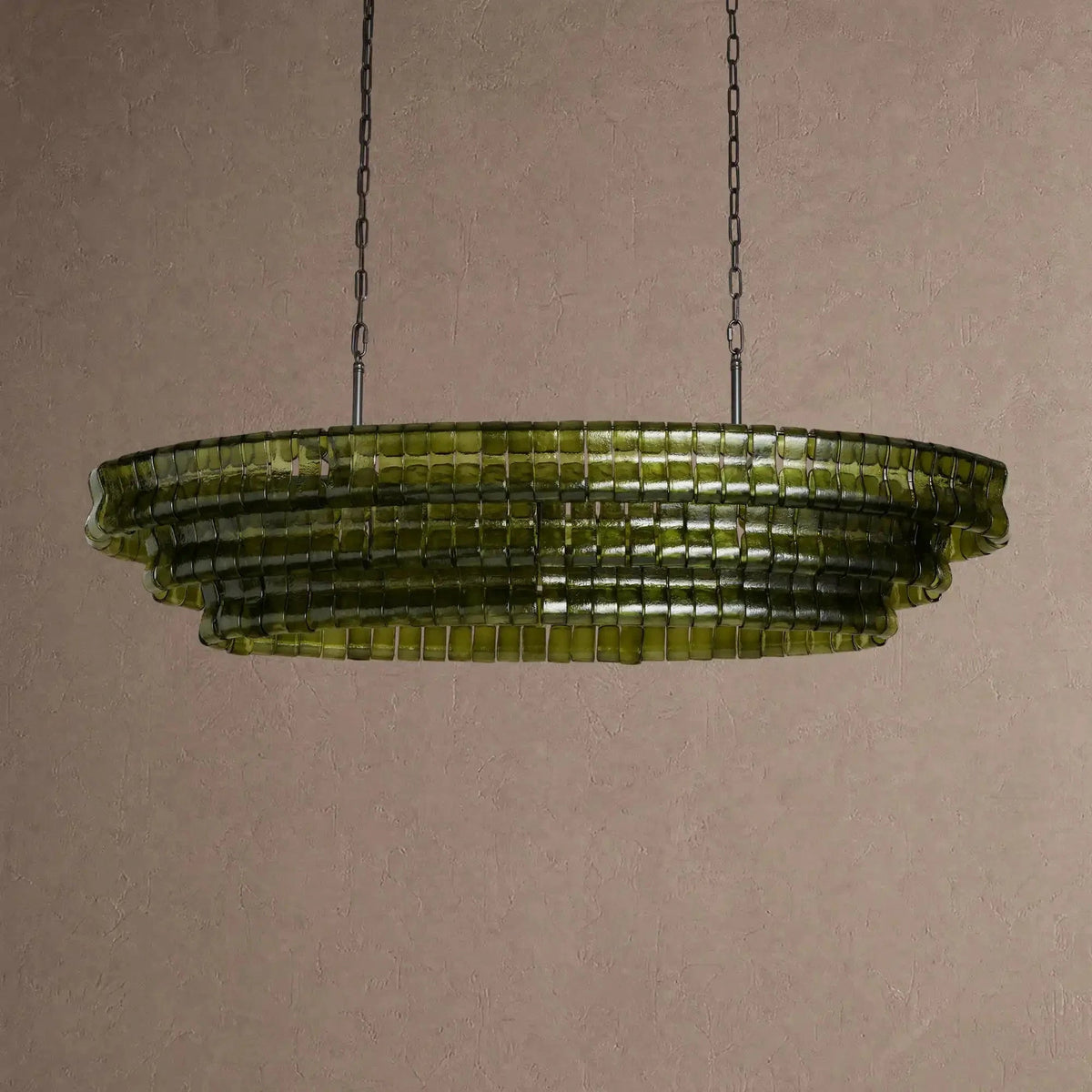 Ghiaccio Glass Oval Chandelier 54''65'' - Zelno Lighting
