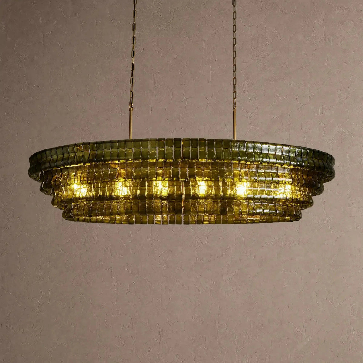 Ghiaccio Glass Oval Chandelier 54''65'' - Zelno Lighting